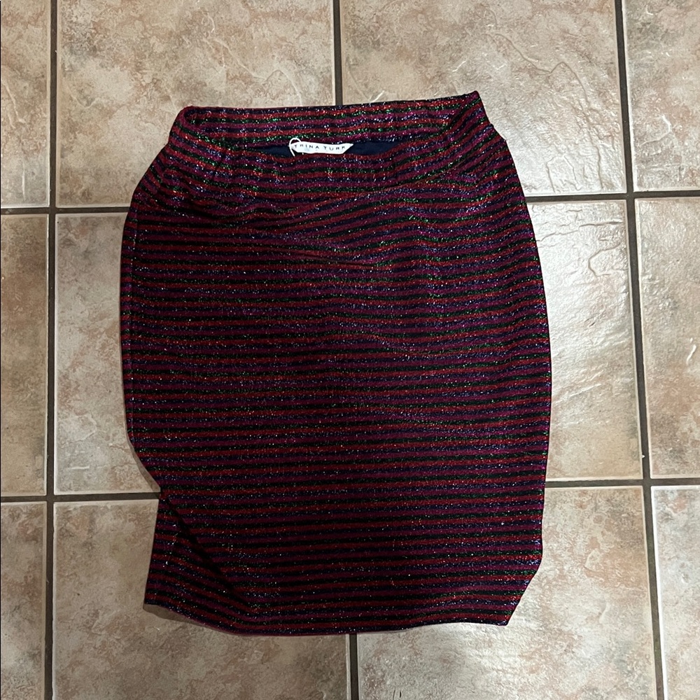 Trina Turk Glittering Striped Pencil Skirt - Purple and Black